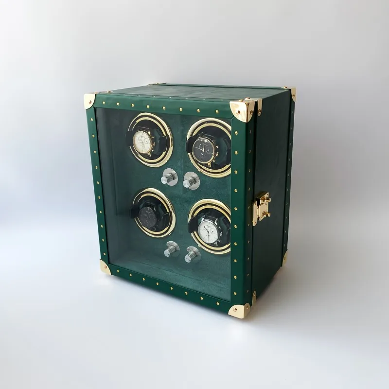 Boxes Коробка для чотирьох годинників з автопідзаводом зелена