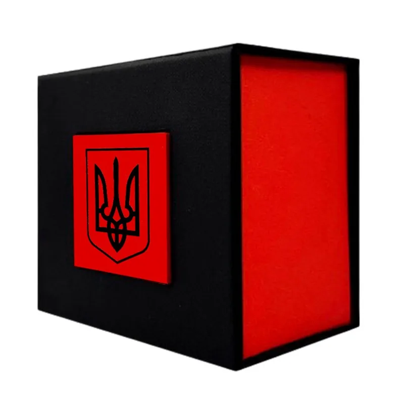 Boxes Подарункова картонна коробочка для годинника чорно-червона з чорним тризубом