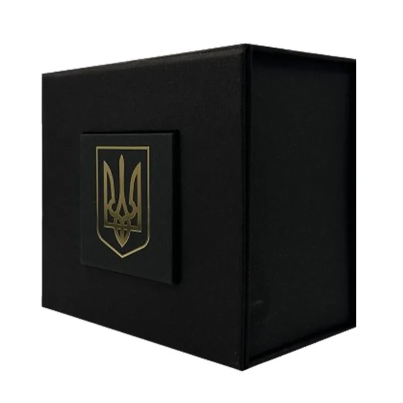 Boxes Подарункова картонна коробочка для годинника чорна з тризубом