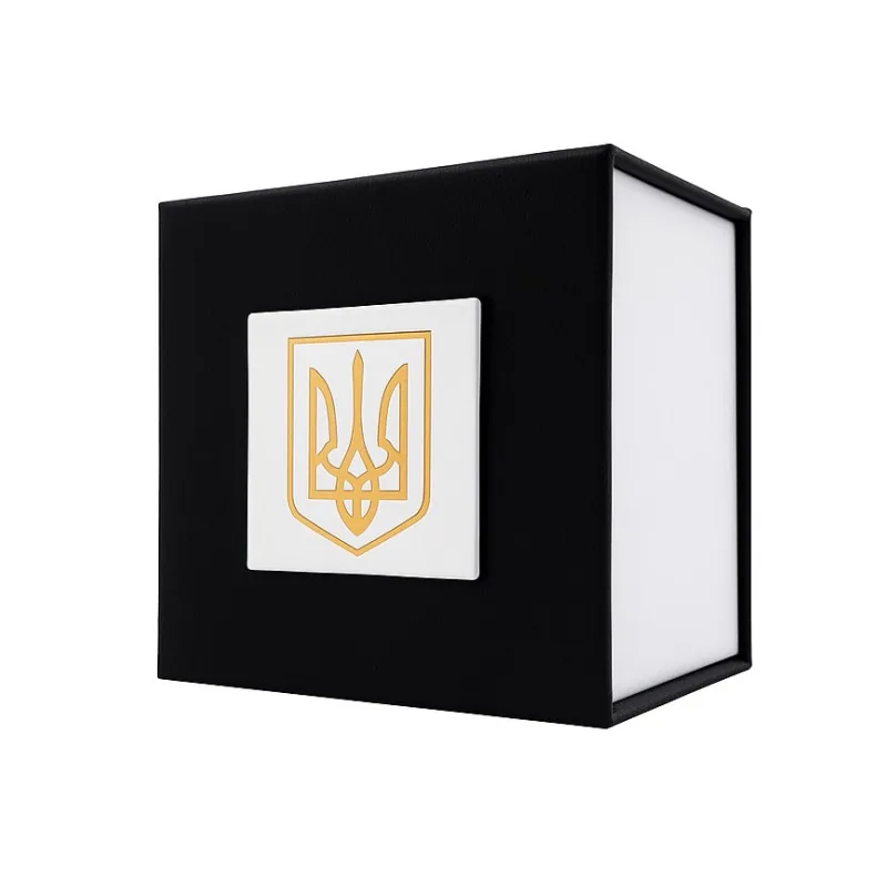 Boxes Подарункова картонна коробочка для годинника чорно-біла з тризубом золото