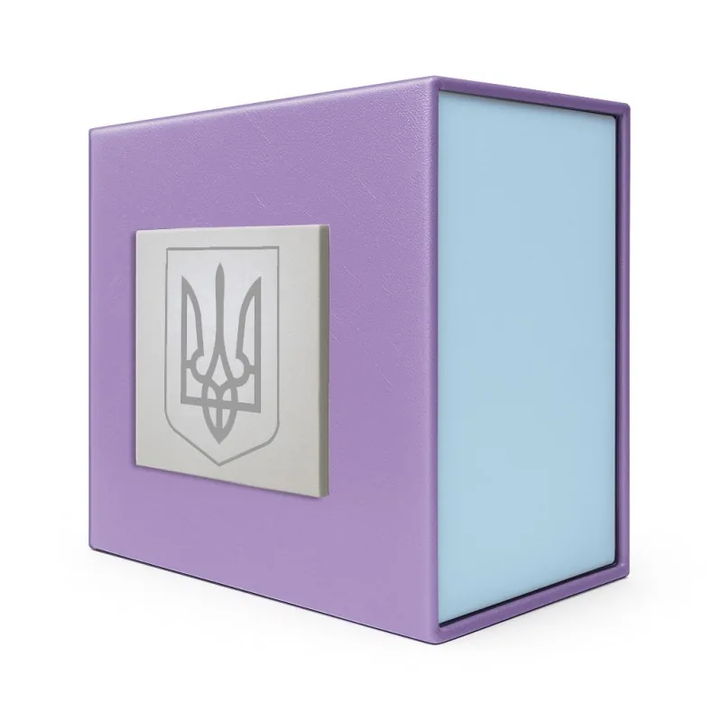 Boxes Подарункова картонна коробочка для годинника фіолетово-блакитна тризуб срібло