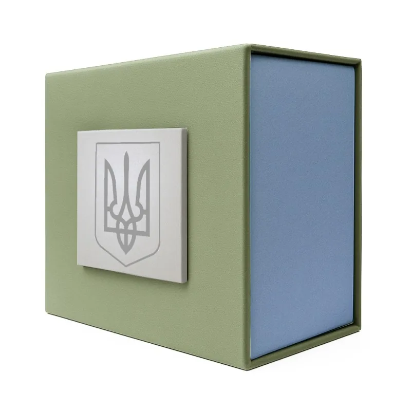 Boxes Подарункова картонна коробочка для годинника зелено-блакитна тризуб срібло