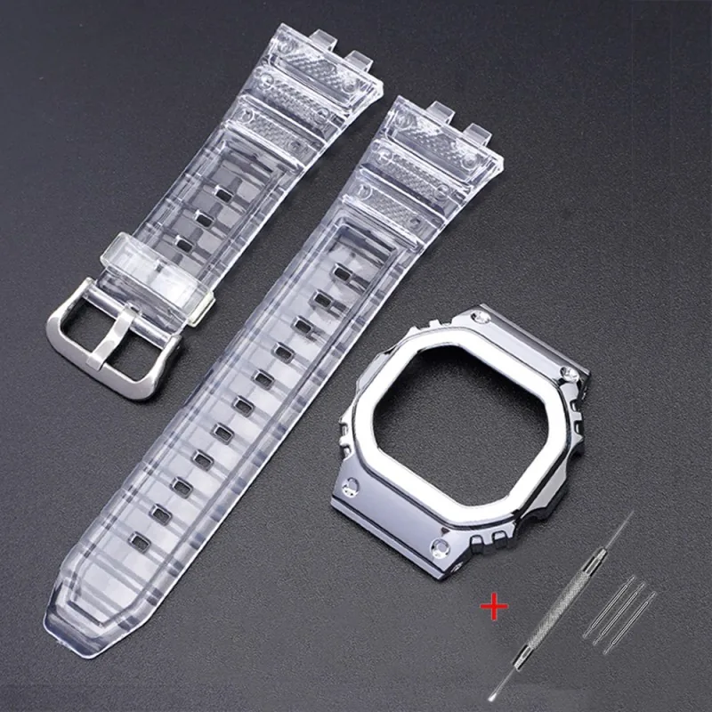 Ремінець + безель (рант) для Casio G-Shock GMW-B5000 Transp Silver SI
