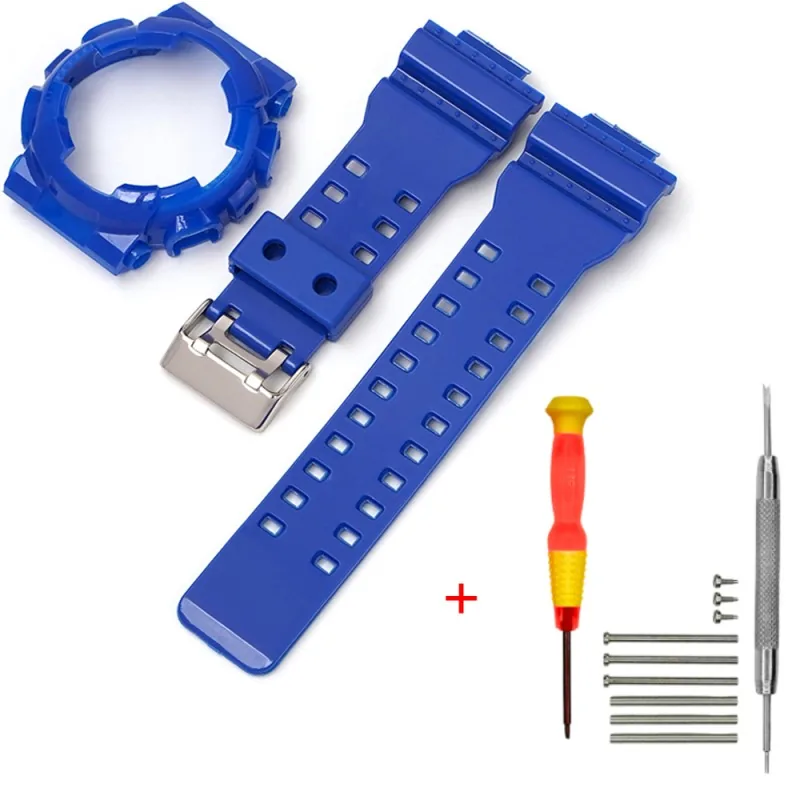 Casio accessories Ремінець + безель (рант) для Casio G-Shock GA-100 Dark Blue-Glossy SI