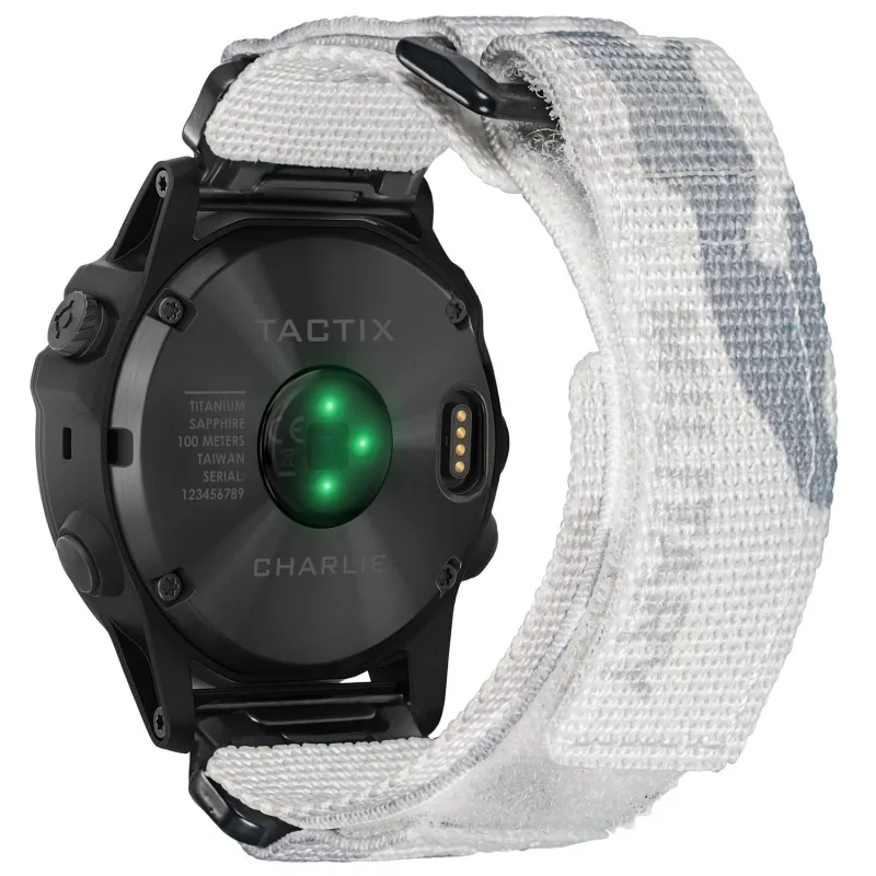 Hemsut accessories Ремінець для годинника Hemsut HGA131 Military nylon strap with Velcro Garmin Camo White 20 mm