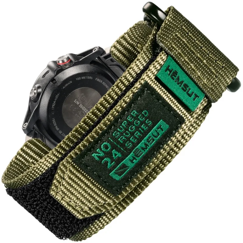Hemsut accessories Ремінець для годинника Hemsut HS121 Super Strong Nylon Garmin Green 22 mm