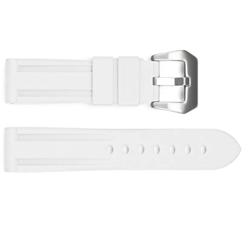 Ремінець для годинника 3001 Silicone White-Silver 24 мм.