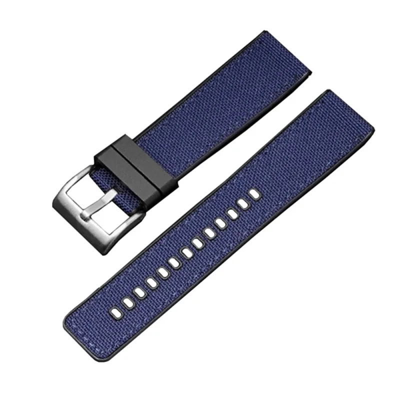 Ремешки для часов Ремінець 3013 Blue-Silver 24 мм (Нейлон/Каучук)