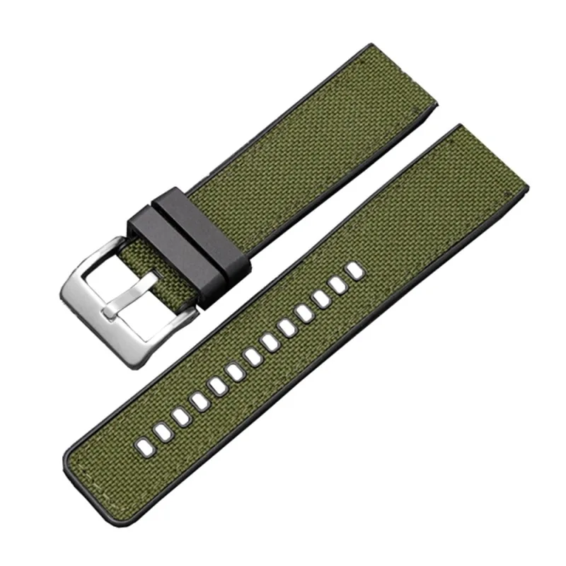 Ремінець 3013 Green-Silver 24 мм (Нейлон/Каучук)