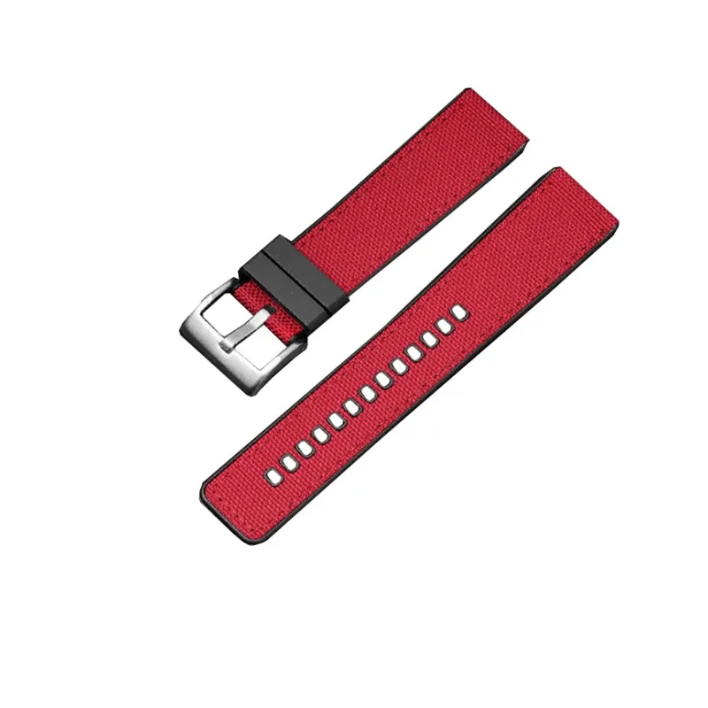 Ремінець 3013 Red-Silver 24 мм (Нейлон/Каучук)