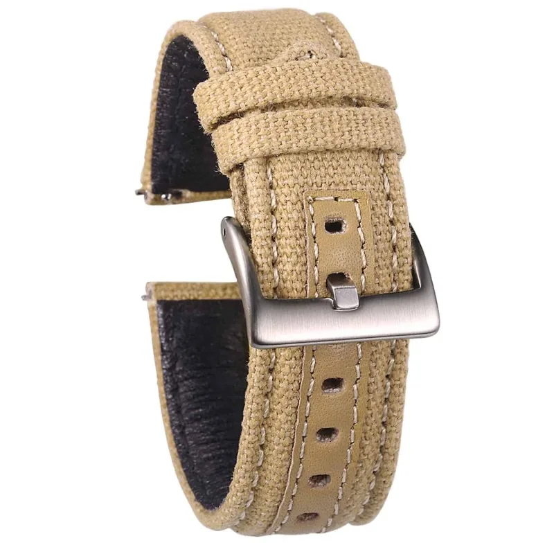 Hemsut accessories Ремінець Hemsut Khak нейлон+шкіра 22 мм.