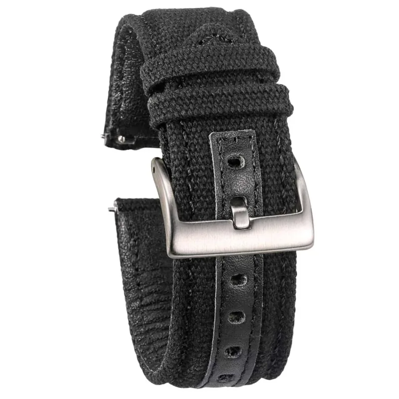 Hemsut accessories Ремінець Hemsut Black нейлон+шкіра 18 мм.