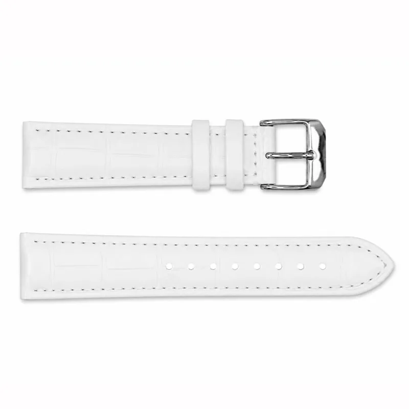 Ремінець для годинника 18 мм Шкіряний White-Silver