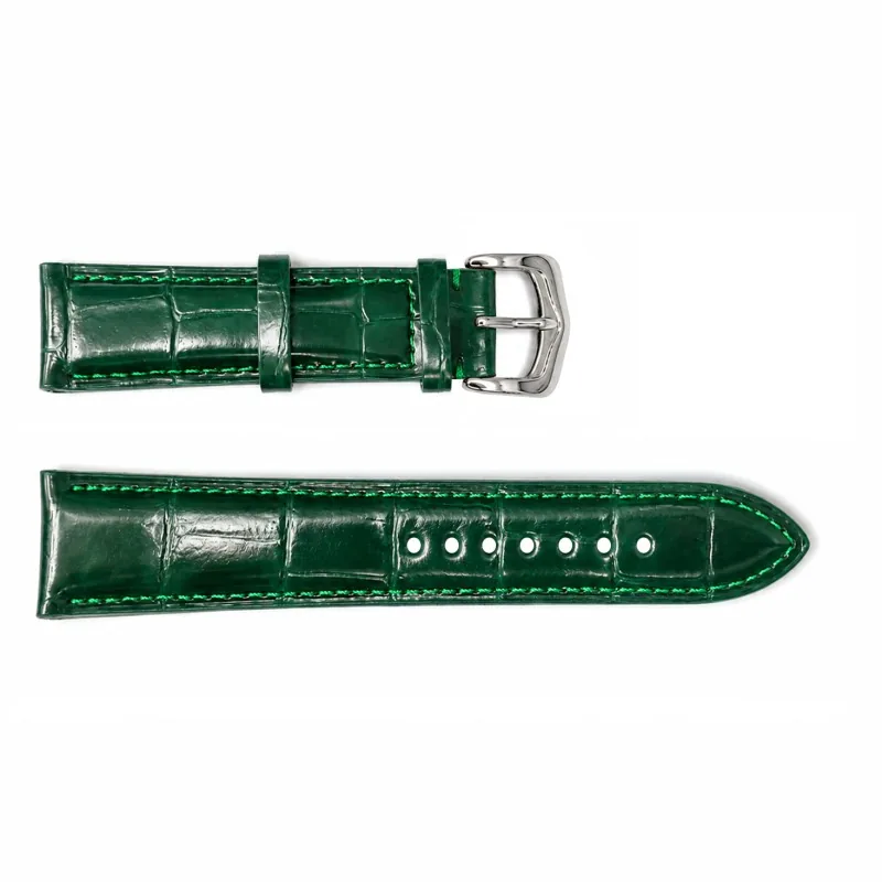 Ремінець для годинника Лакований Green-Silver 20 мм