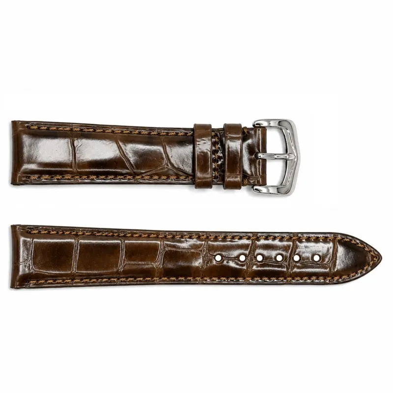 Ремінець для годинника Лакований Brown-Silver 20 мм