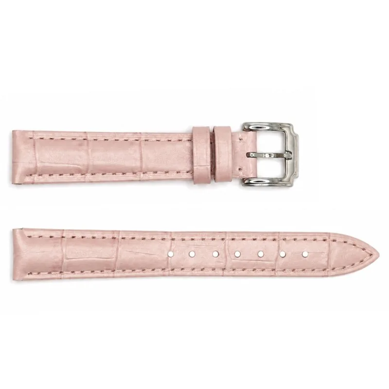 Ремінець для годинника Шкіряний Pink-Silver 16 мм