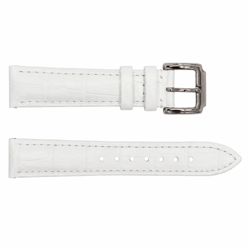 Ремінець для годинника Шкіряний White-Silver 16 мм