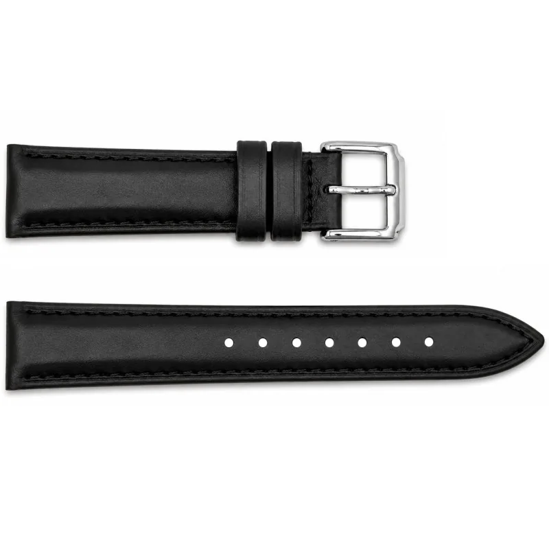 Ремінець для годинника Шкіряний Black-Silver 16 мм