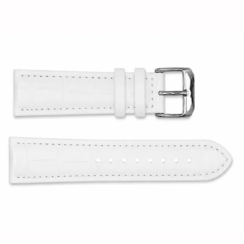 Ремінець для годинника 20 мм Шкіряний White-Silver
