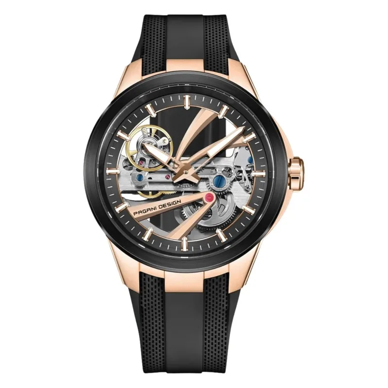 Pagani Design PD-YS030 Rose Gold-Black Rubber