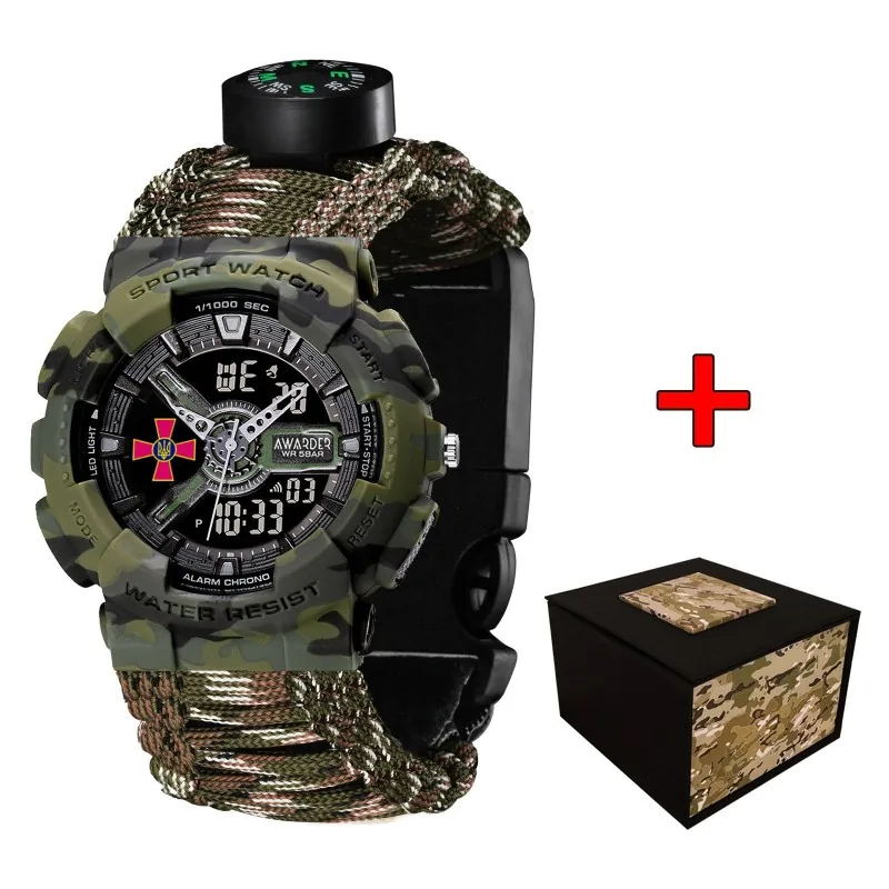 Awarder 005CMGRSU ЗСУ Зелений камуфляж Паракордовий ремінець Camo Green + Коробка.