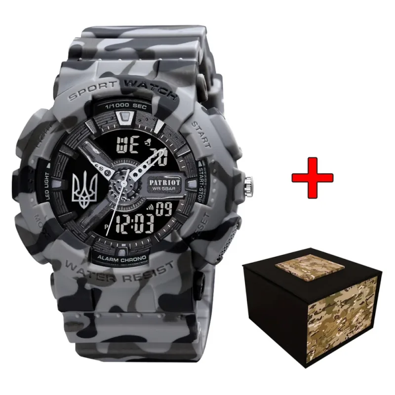 Patriot 005 Тризуб срібло Camo Grey + Коробка