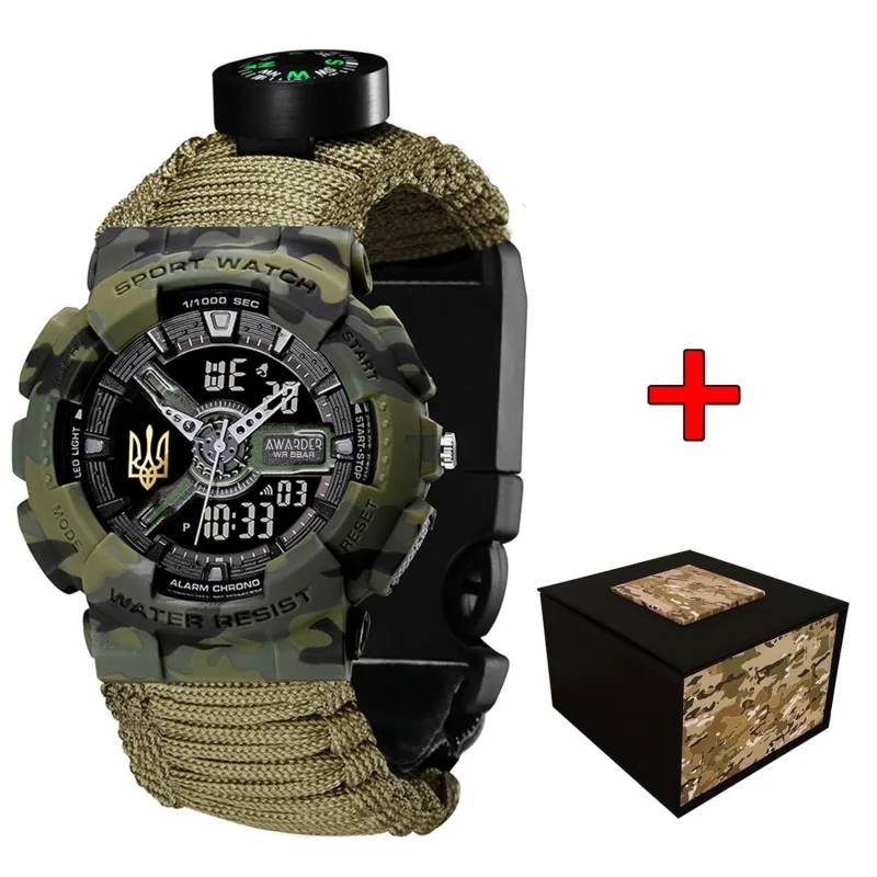 005P Тризуб золото Camo Green Паракордовий ремінець Army Green