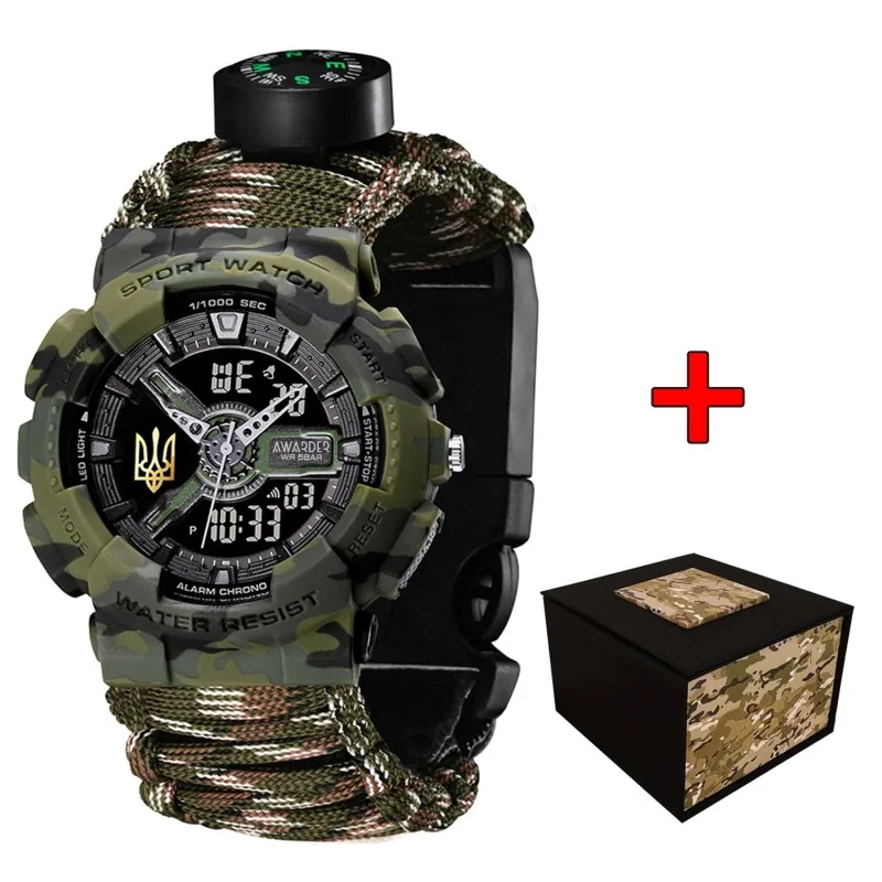 005P Тризуб золото Camo Green Паракордовий ремінець Camo Green