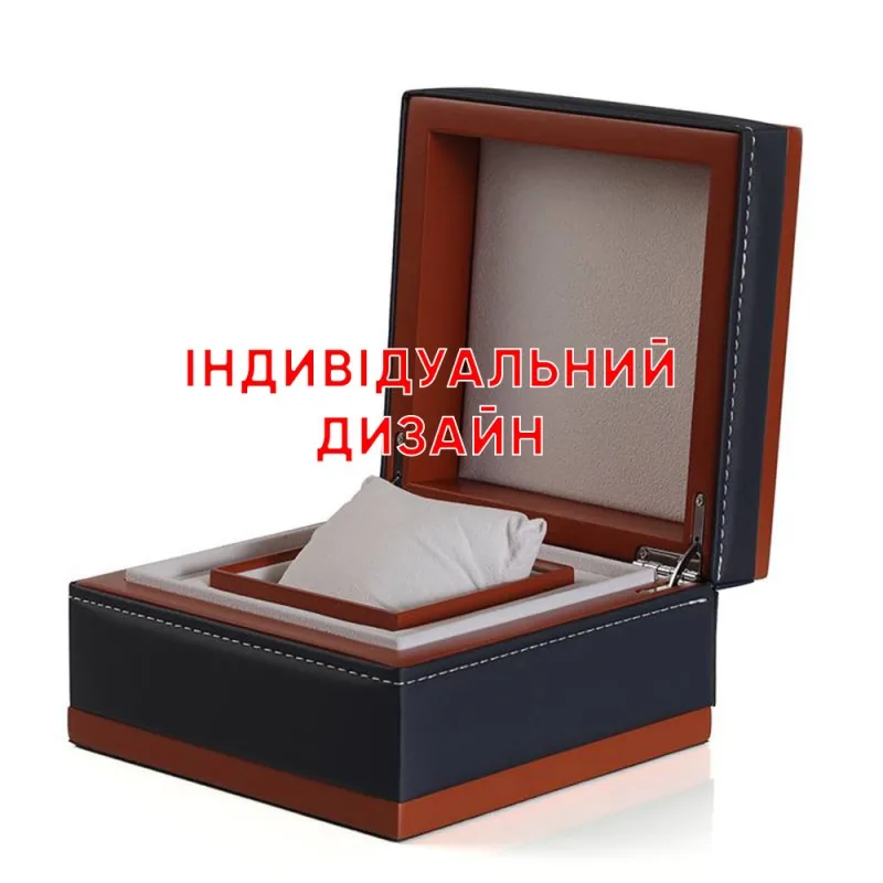 Awarder Коробочка шкіряна з деревом 1004 Чорна Індивідуальний дизайн