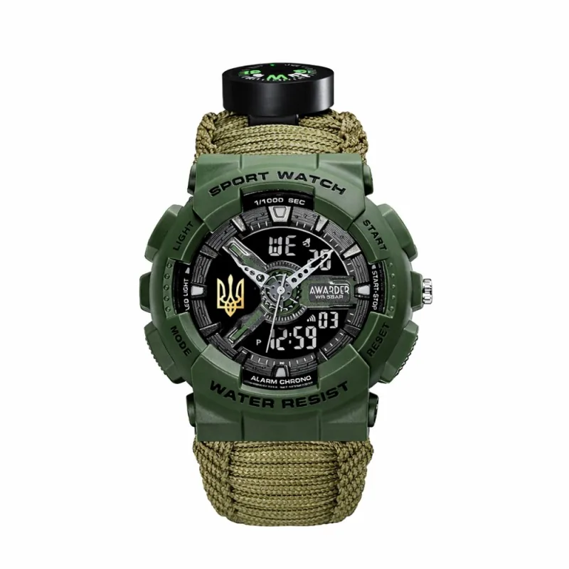 Awarder 005P Тризуб золото Army Green Паракордовий ремінець Army Green + Коробка.
