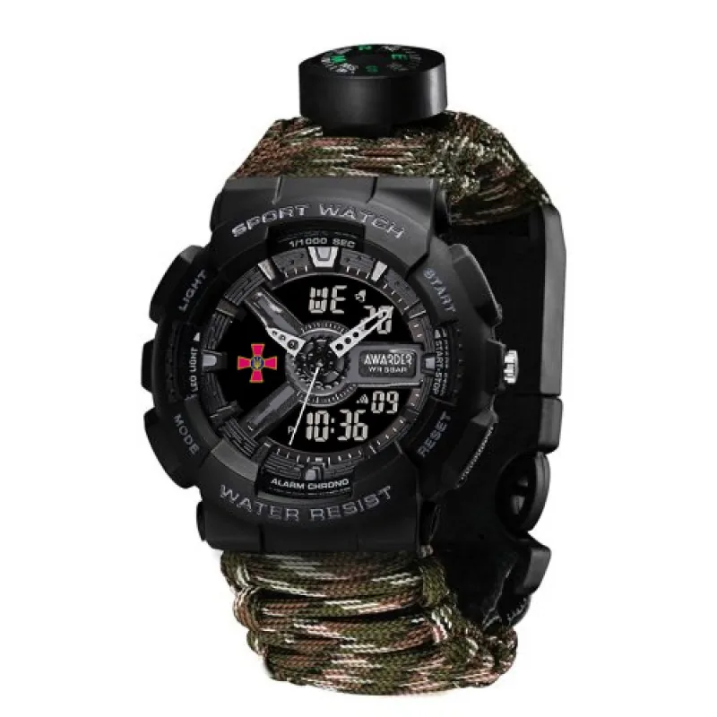 Awarder 005P ЗСУ Чорні Паракордовий ремінець Camo Green+ Коробка.